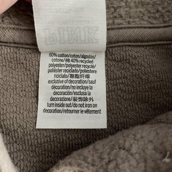 Victorias Secret PINK Fleece Varsity Cropped Sweatshirt Sz M Brown Sherpa Henley - Picture 10 of 14